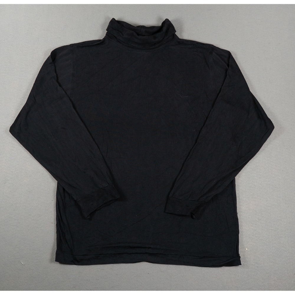 WinterSilks Womens Turtleneck Top 100% Silk Long Sleeve Black Size L Minimalist
